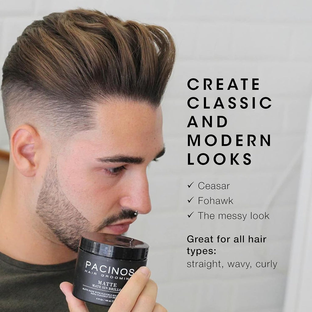 Pacinos Matte Hair Paste – Firm Hold, No Shine, Sculpting & Texture, 4 fl oz
