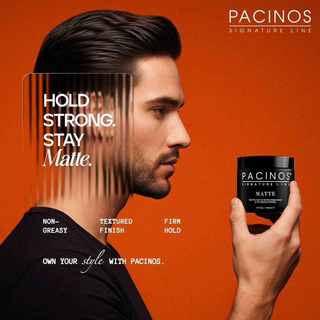 Pacinos Matte Hair Paste – Firm Hold, No Shine, Sculpting & Texture, 4 fl oz