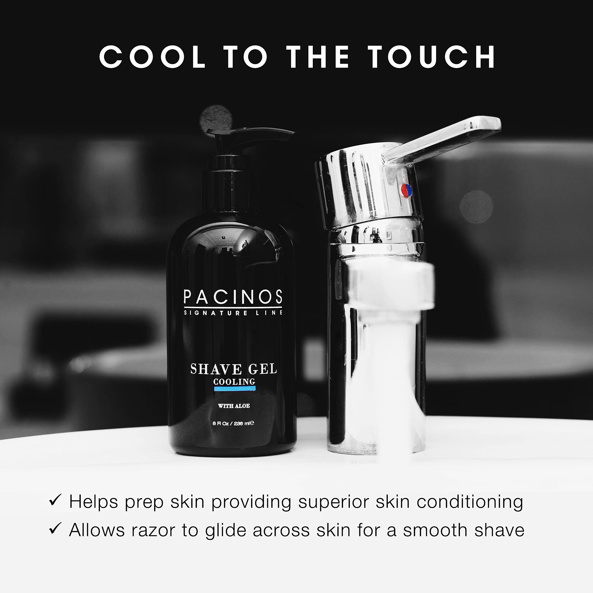 Pacinos Shave Gel - Cooling Aloe Vera for Men - 8 Fl Oz