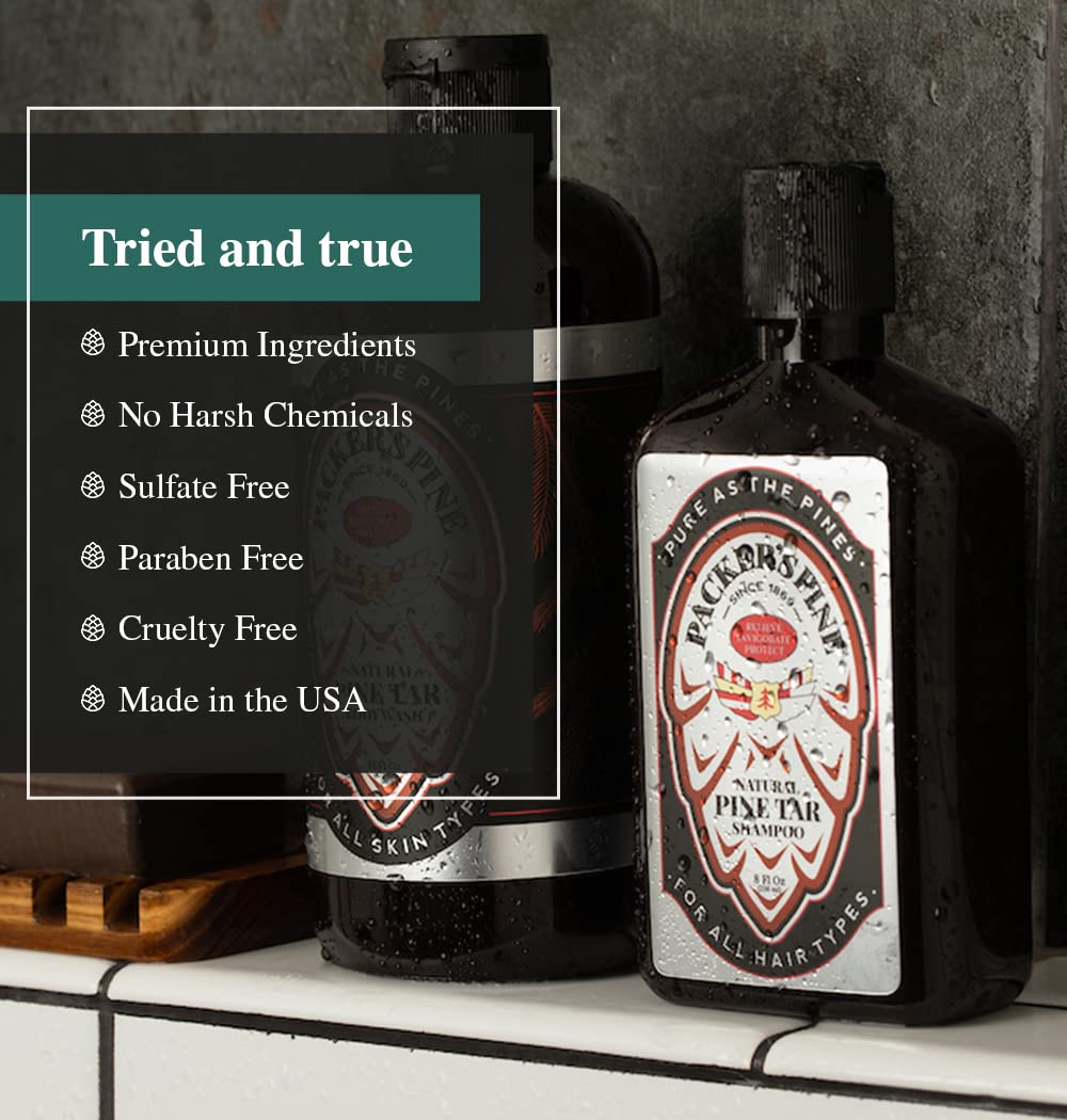 Packer's Pine Tar Hair Care Bundle – Men's Shampoo & Conditioner | Natural Pine Tar & Oils