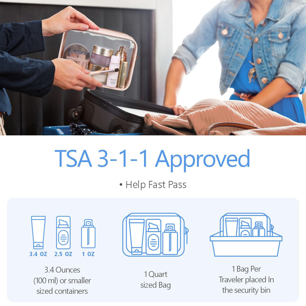 PACKISM TSA Approved Clear Toiletry Bags 3 Pack – See-Through Quart Size Cosmetic Bags for Travel