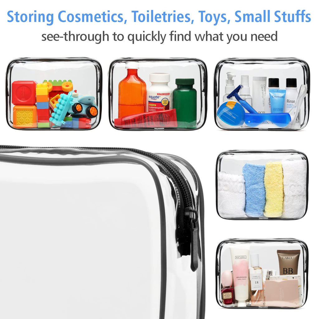 PACKISM TSA Approved Clear Toiletry Bag 4 Medium – Quart Size Carry-On, Reinforced Seams, Black