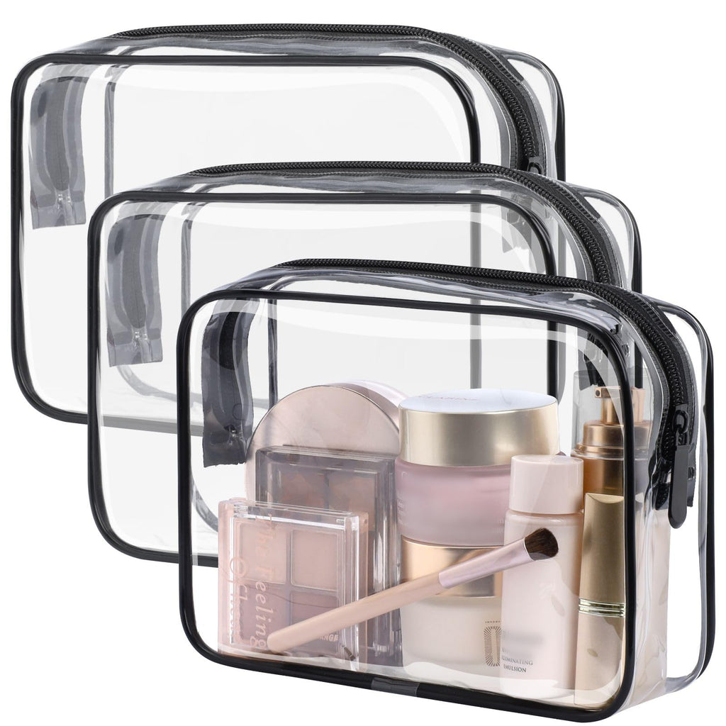 PACKISM TSA-Approved Clear Toiletry Bag 3-Pack – Medium Quart Size, 7.5 x 2.2 x 5.5 in