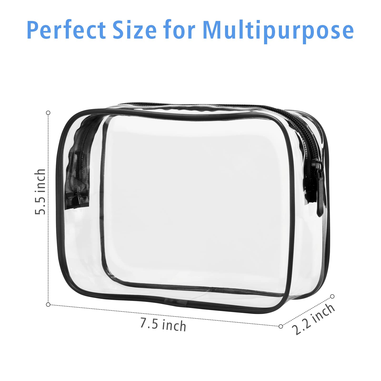 PACKISM TSA Approved Clear Toiletry Bag 4 Medium – Quart Size Carry-On, Reinforced Seams, Black