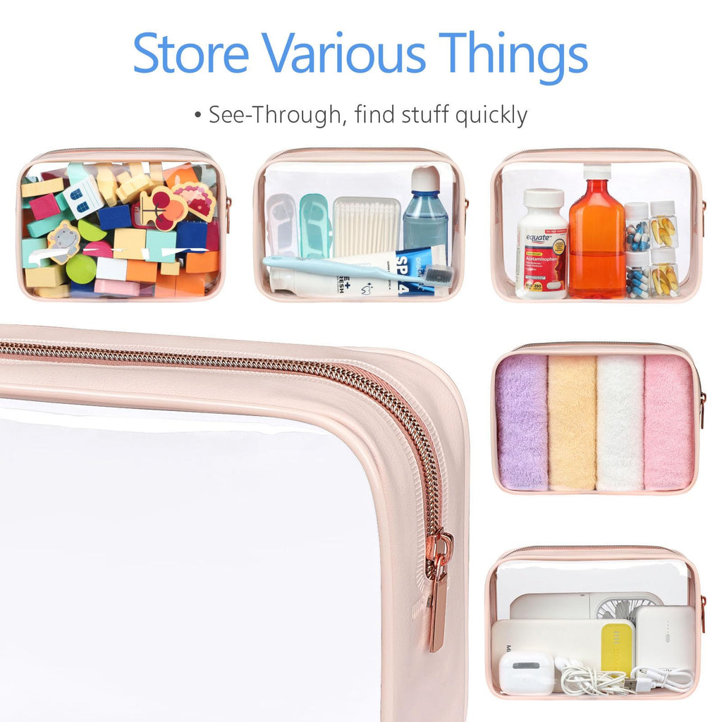 PACKISM TSA Approved Clear Toiletry Bags 3 Pack – See-Through Quart Size Cosmetic Bags for Travel