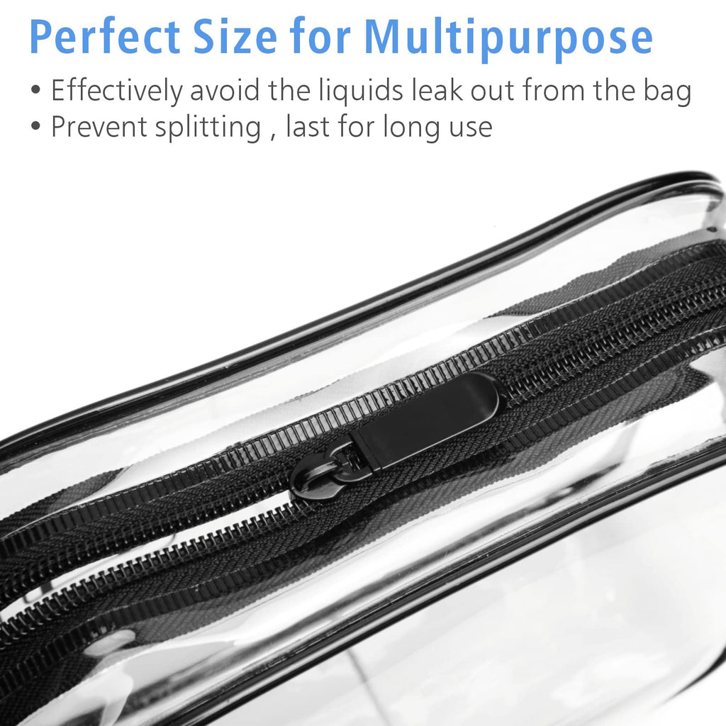 PACKISM TSA Approved Clear Toiletry Bag 4 Medium – Quart Size Carry-On, Reinforced Seams, Black