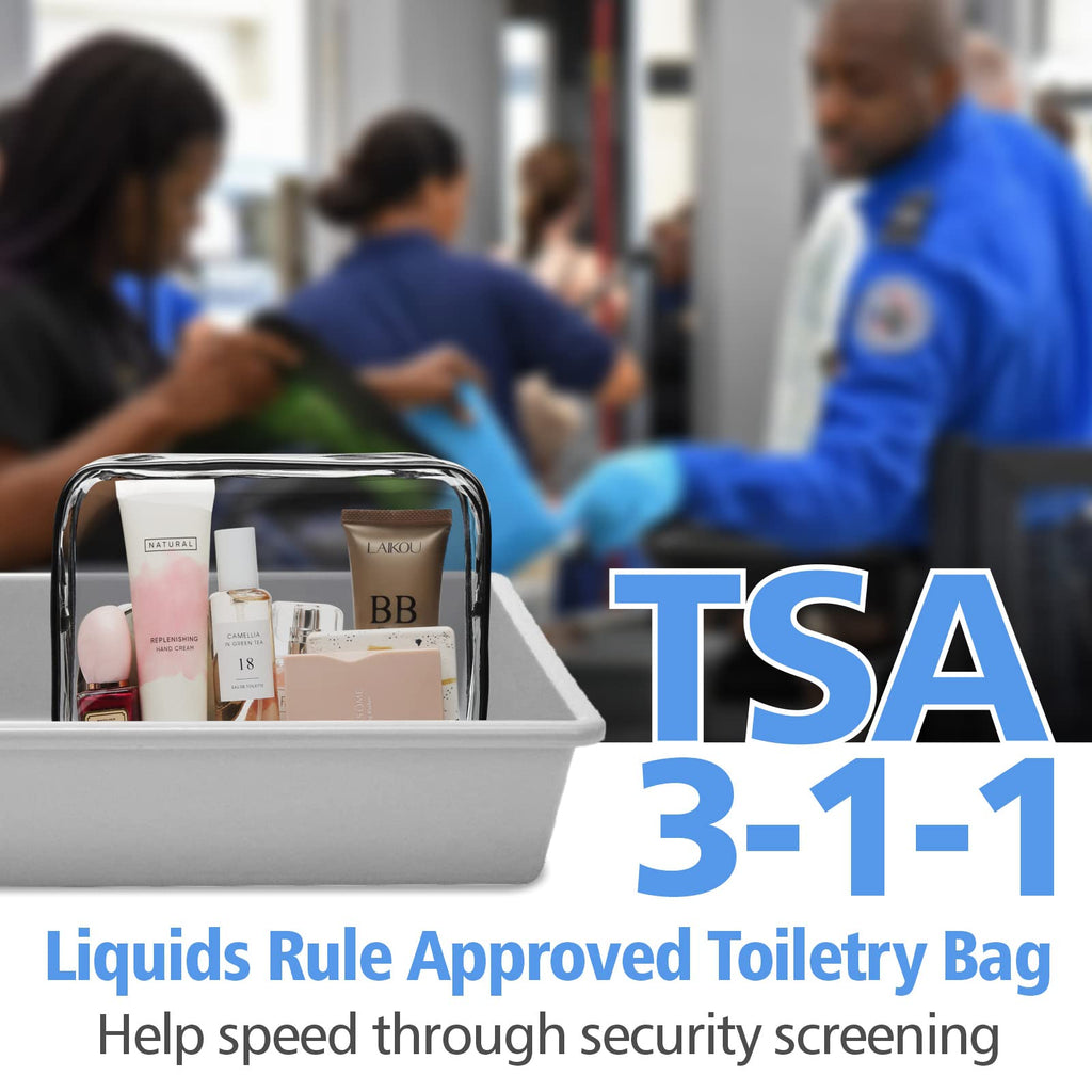 PACKISM TSA Approved Clear Toiletry Bag 4 Medium – Quart Size Carry-On, Reinforced Seams, Black