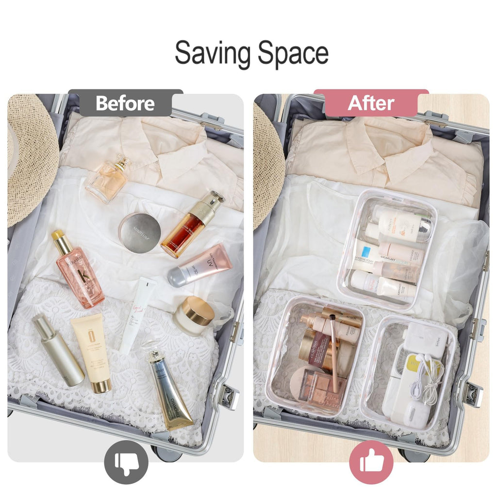PACKISM 2-Pack Clear Toiletry Bags – Medium TSA Carry-On & Large Luggage