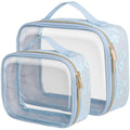 PACKISM Stylish TSA-Approved Toiletry Bag Set | Floral Lace Blue (Medium & Large)