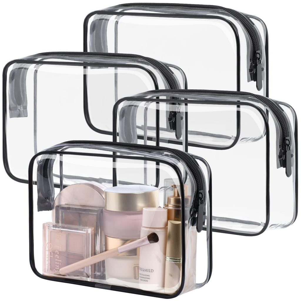 PACKISM TSA Approved Clear Toiletry Bag 4 Medium – Quart Size Carry-On, Reinforced Seams, Black