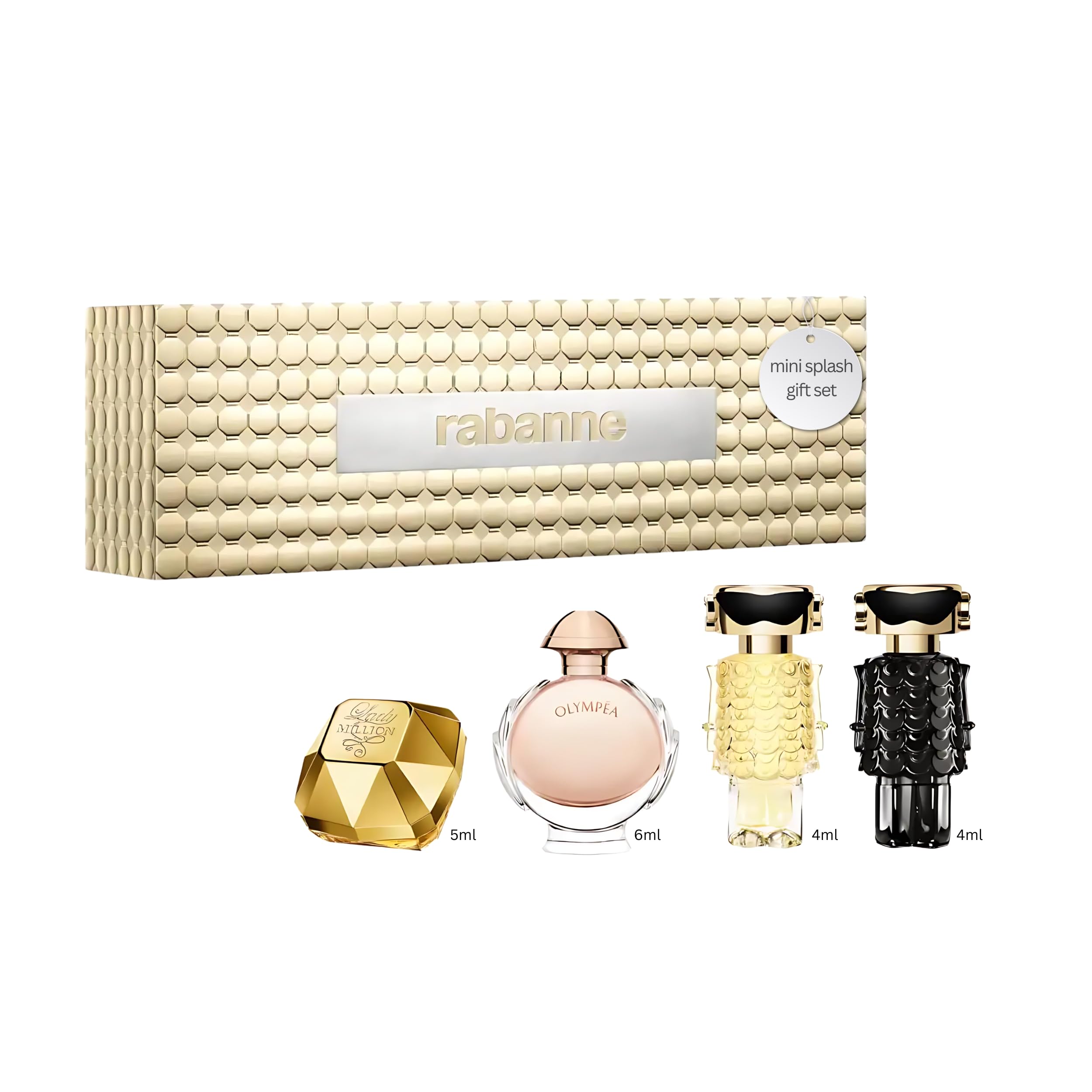 Paco Rabanne Feminine Miniature 4-Pc EDP Gift Set for Women – Lady Million, Olympea, Fame, Fame Parfum