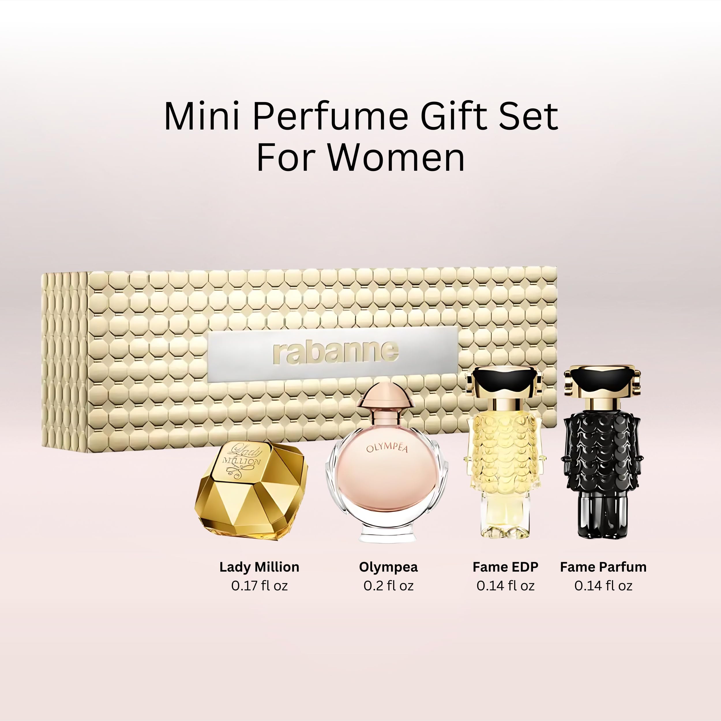 Paco Rabanne Feminine Miniature 4-Pc EDP Gift Set for Women – Lady Million, Olympea, Fame, Fame Parfum