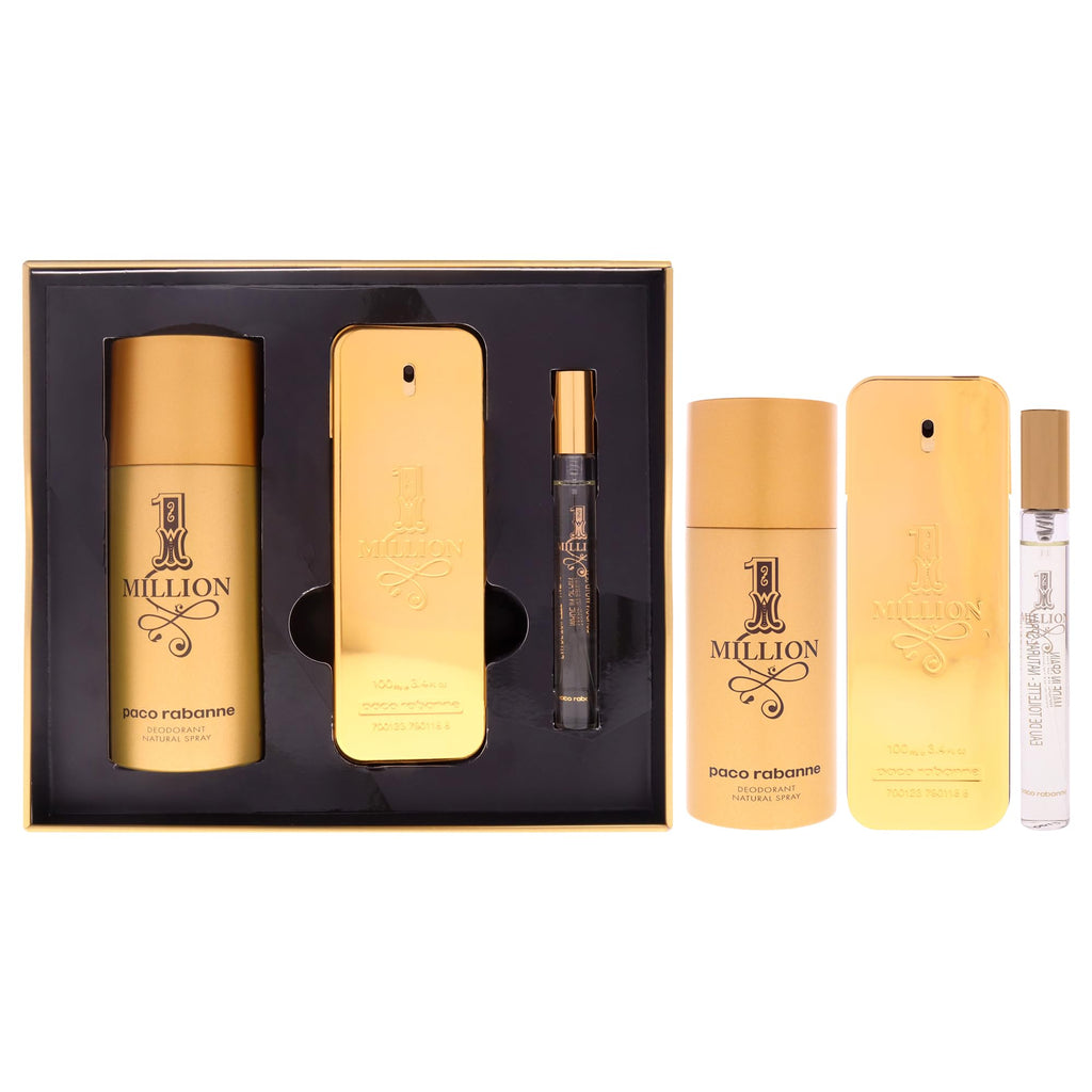 Paco Rabanne One Million 3-Piece Set for Men – EDT, Deodorant & Travel Spray