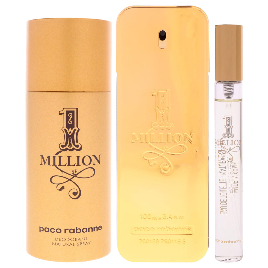 Paco Rabanne One Million 3-Piece Set for Men – EDT, Deodorant & Travel Spray