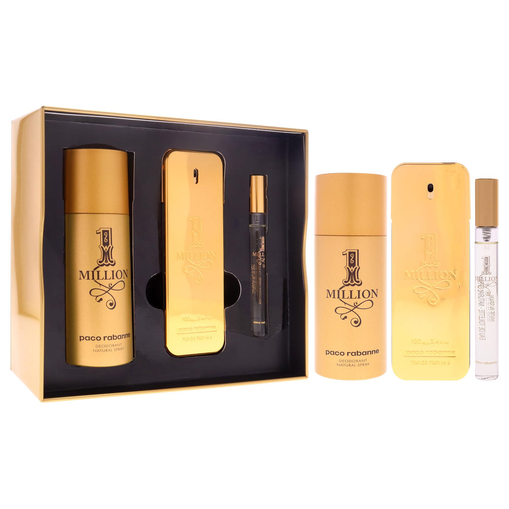 Paco Rabanne One Million 3-Piece Set for Men – EDT, Deodorant & Travel Spray