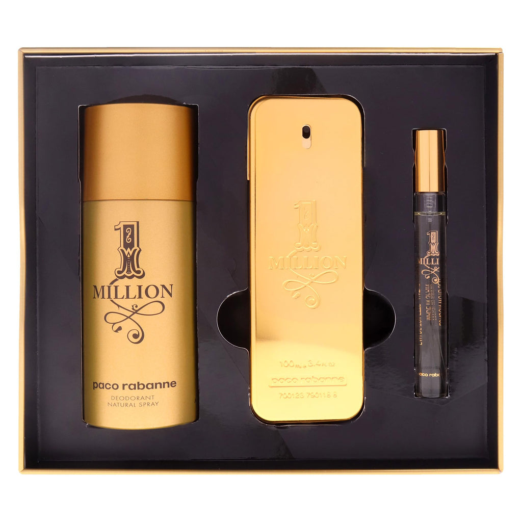 Paco Rabanne One Million 3-Piece Set for Men – EDT, Deodorant & Travel Spray