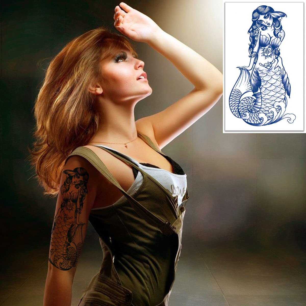 PADOUN Mermaid Whale Angel Wings Temporary Tattoos — 12 Sheets, Waterproof & Long-Lasting (Up to 2 Weeks)