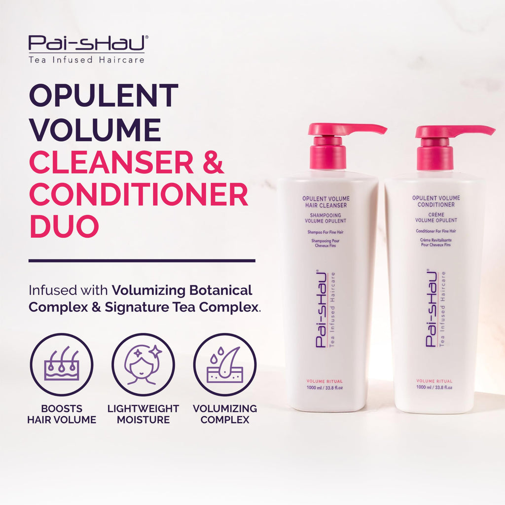 Pai-Shau Opulent Volume Cleanser & Conditioner Duo – 1L Each | Volumizing for Fine Hair