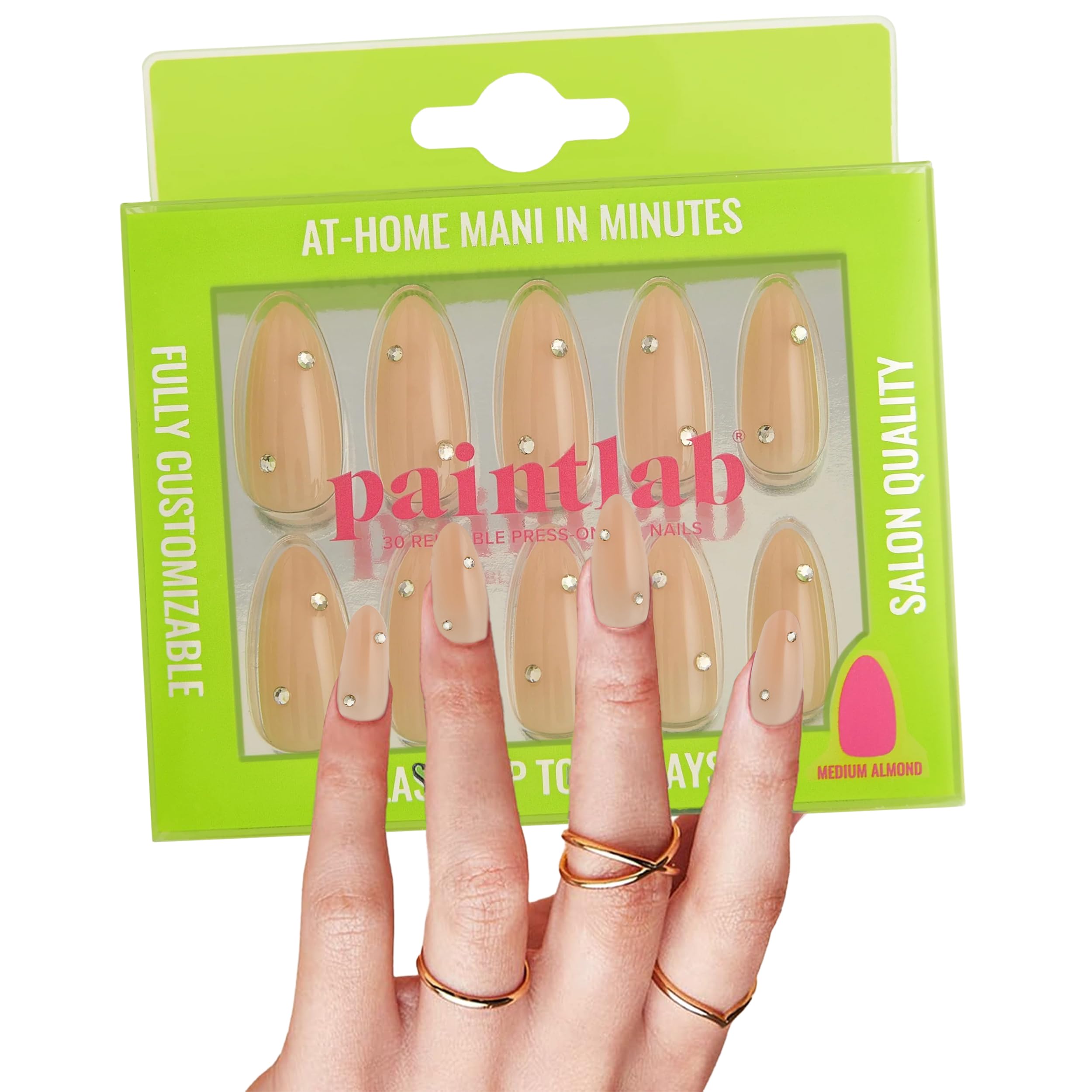 PaintLab Bare Lux Press-On Nails Kit – 30-Piece Long-Lasting Manicure