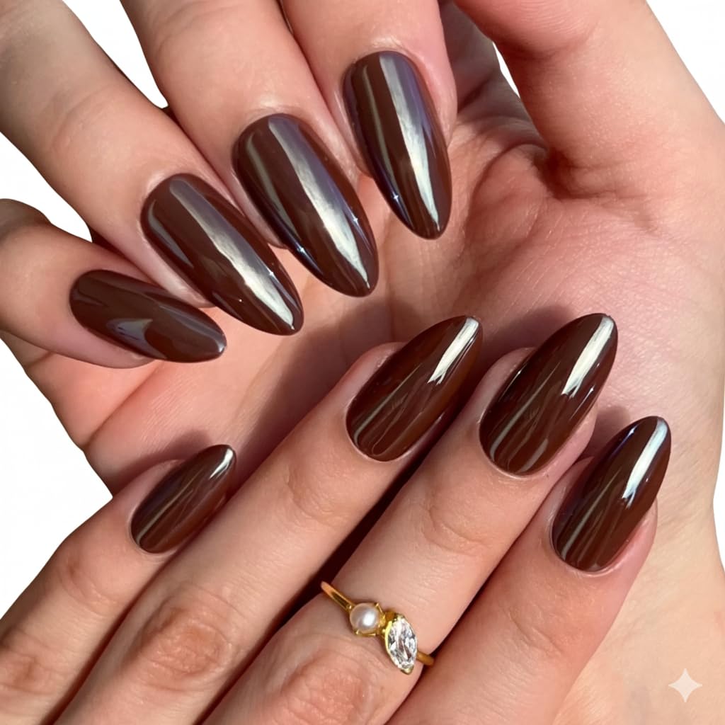 PaintLab Press-On Nails Kit – Chocolate Glaze Fall Manicure, 30-Piece Set