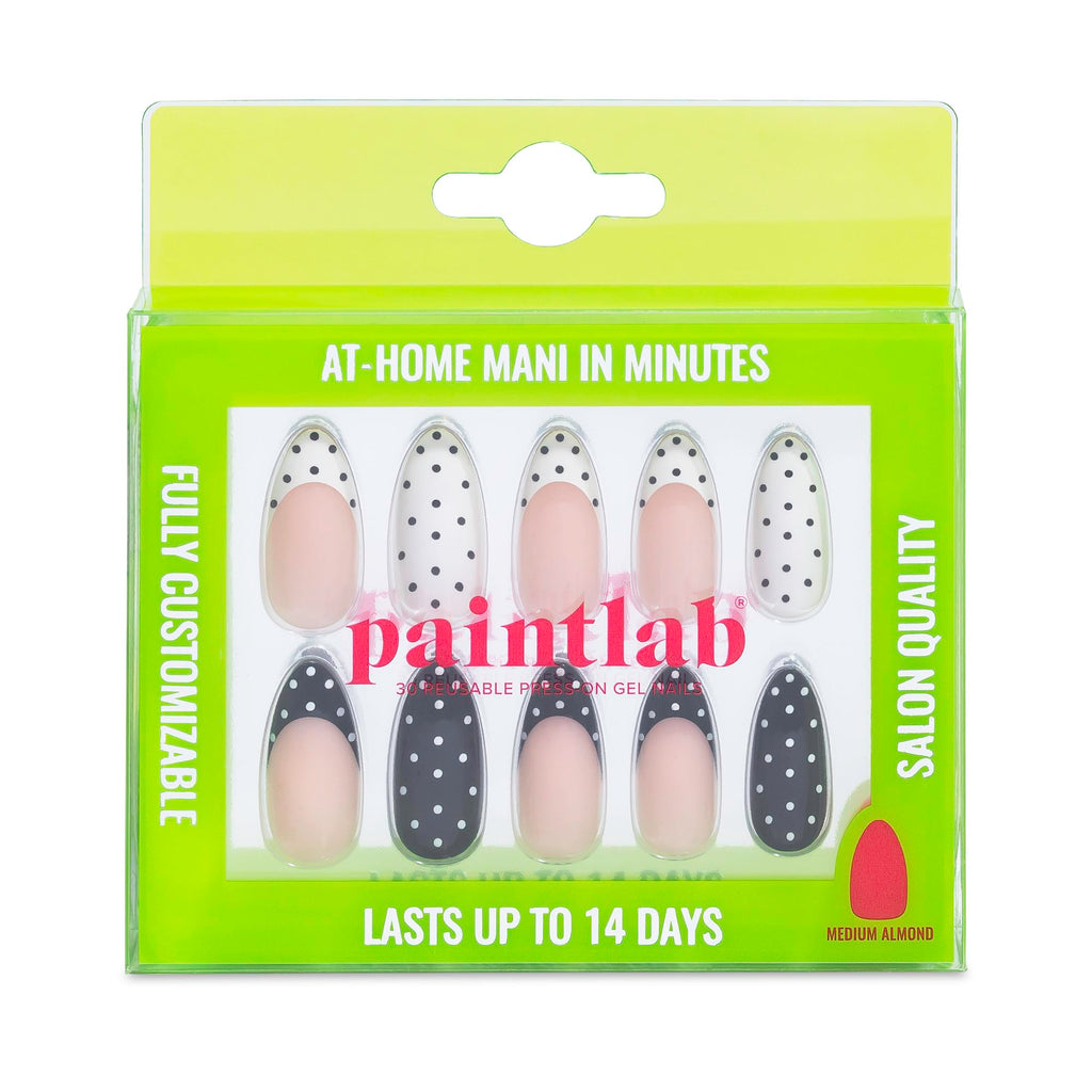 PaintLab Press-On Nails Kit – Polka Dot Couture, 30-Piece Fall Manicure