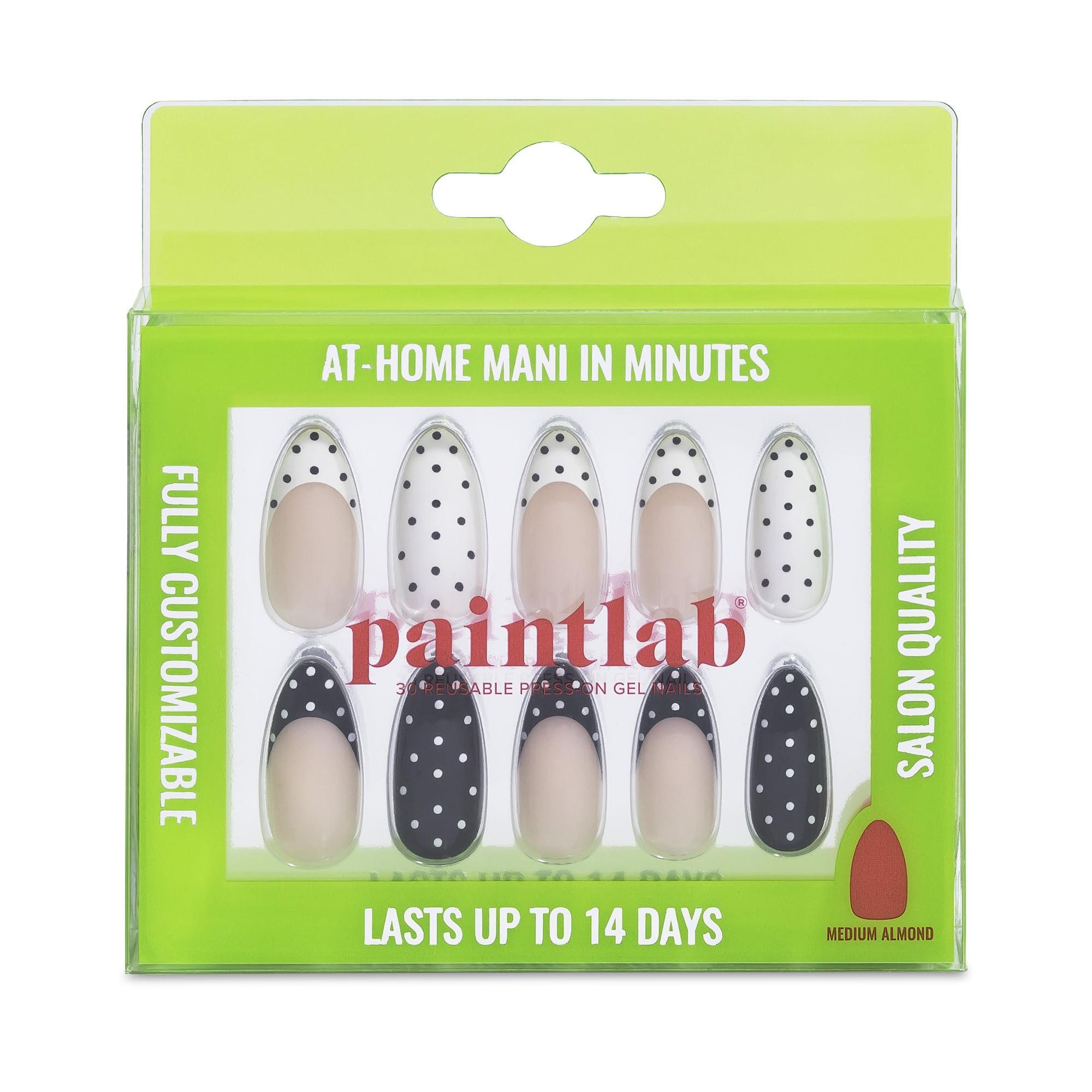 PaintLab Press-On Nails Kit – Polka Dot Couture, 30-Piece Fall Manicure