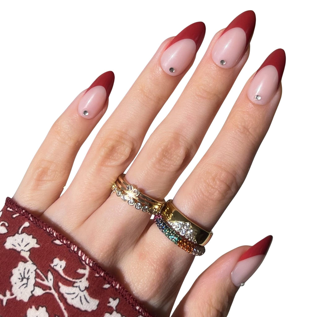 PaintLab Pinot Noir Press-On Nails Kit | 30-Piece Long-Lasting Manicure with Glue, File & More