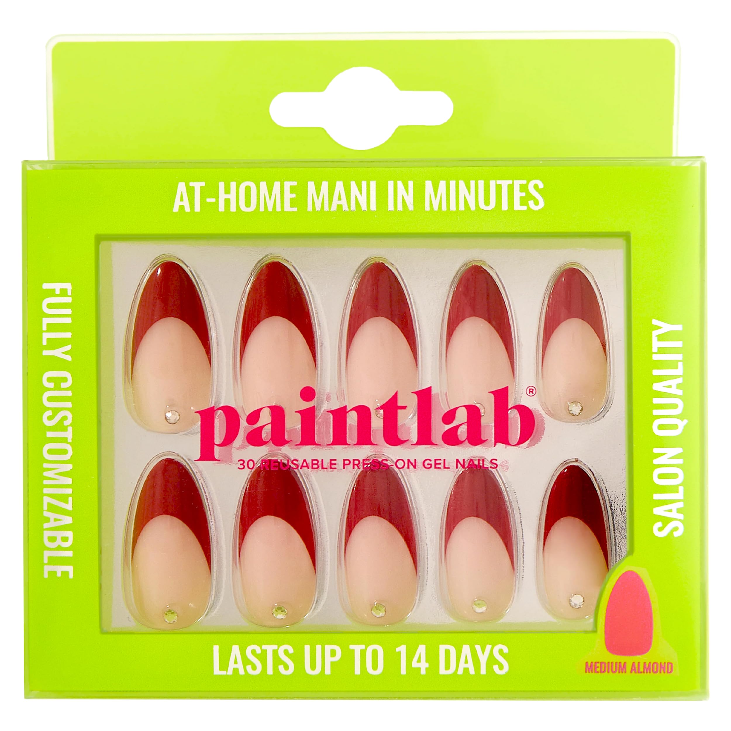 PaintLab Pinot Noir Press-On Nails Kit | 30-Piece Long-Lasting Manicure with Glue, File & More