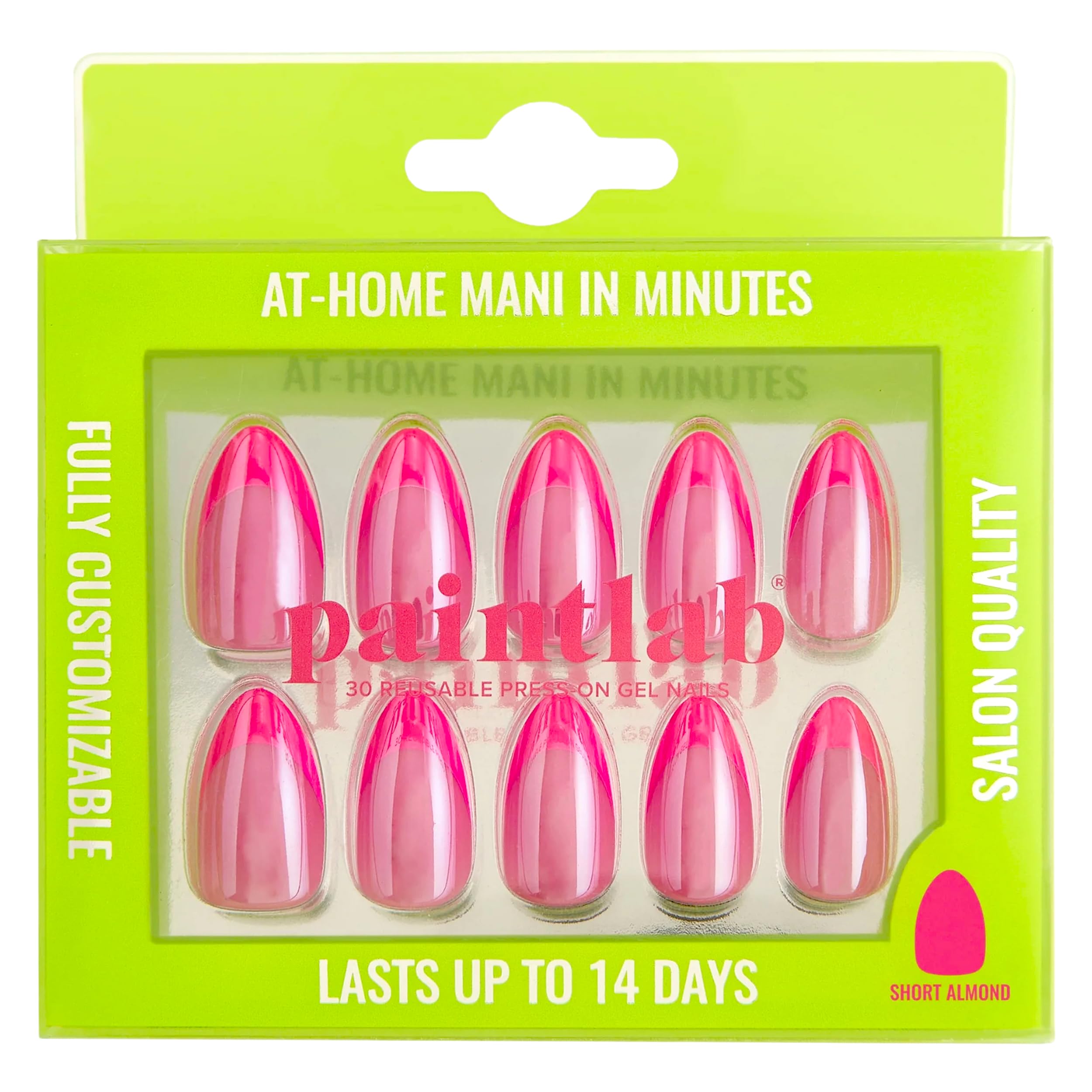 PaintLab Press-On Nails Kit Pink Flamingo – 30-Piece with Glue, File & Tools