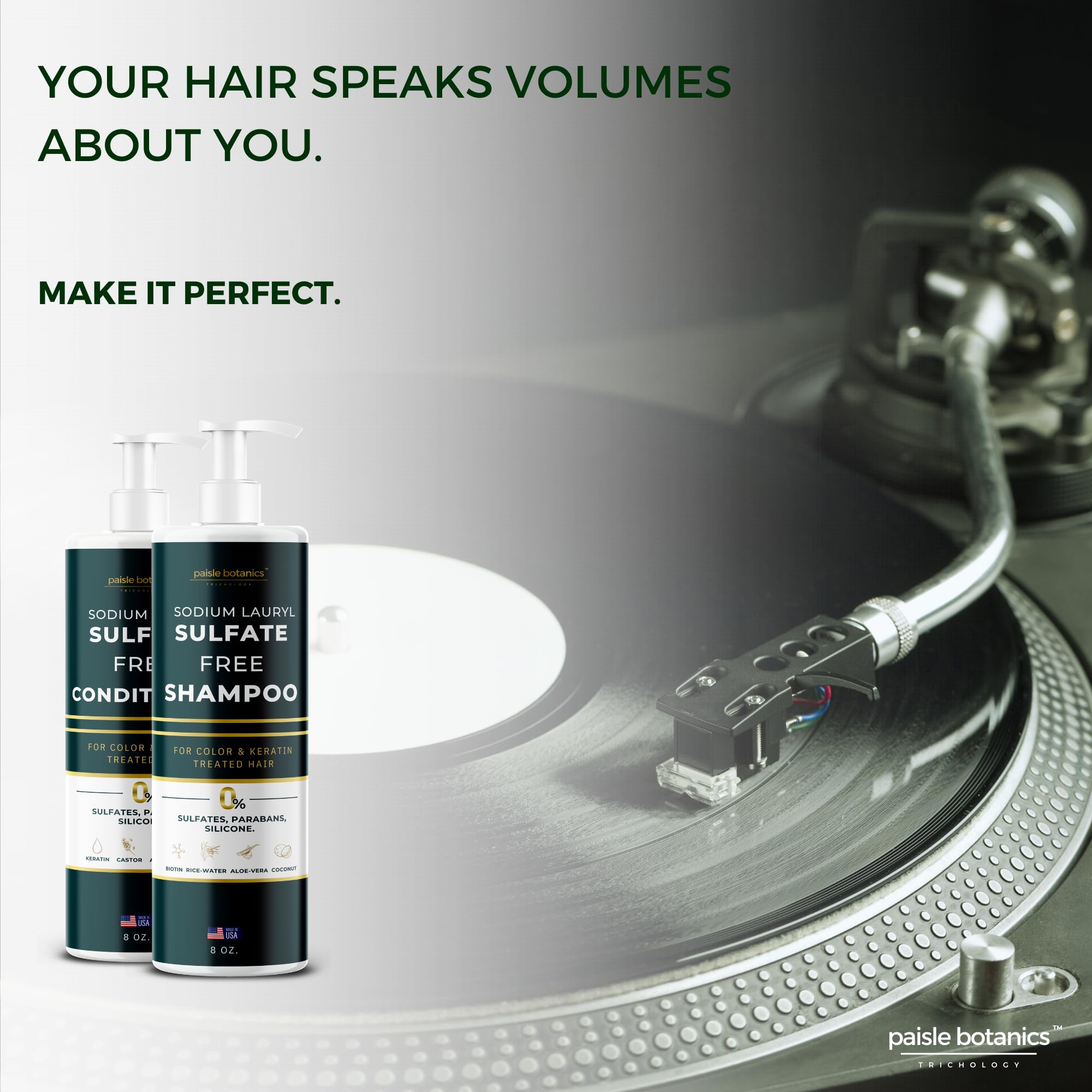 Paisle Botanics SLS-Free Shampoo & Conditioner Set for Color-Treated Hair | All-Natural, Paraben & Sulfate Free