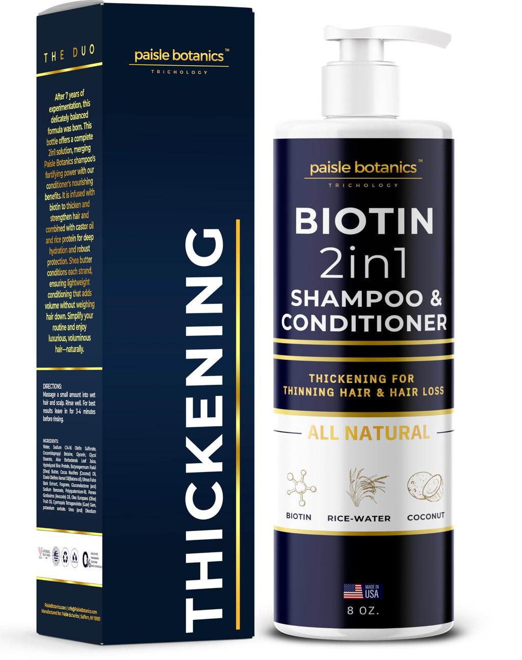 Paisle Botanics Biotin 2-in-1 Shampoo & Conditioner | Hair Thickening