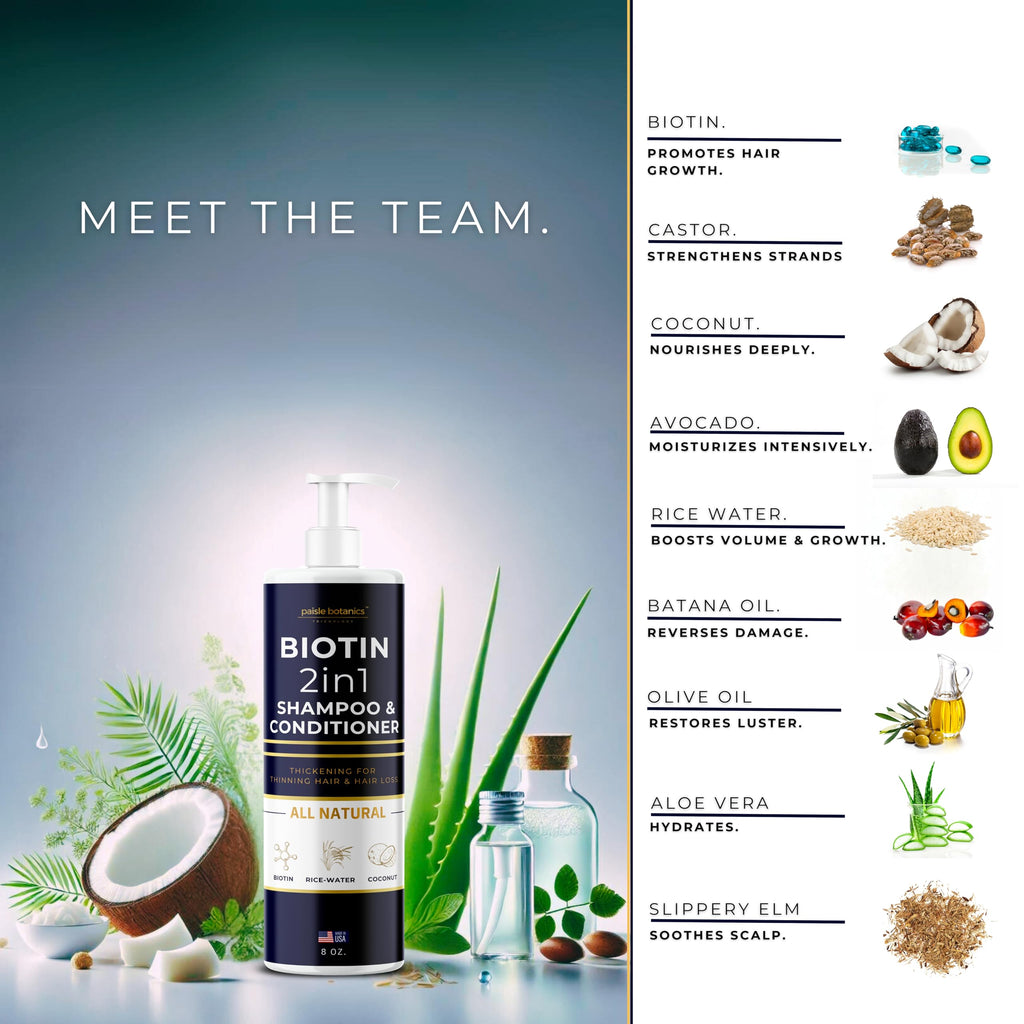 Paisle Botanics Biotin 2-in-1 Shampoo & Conditioner | Hair Thickening