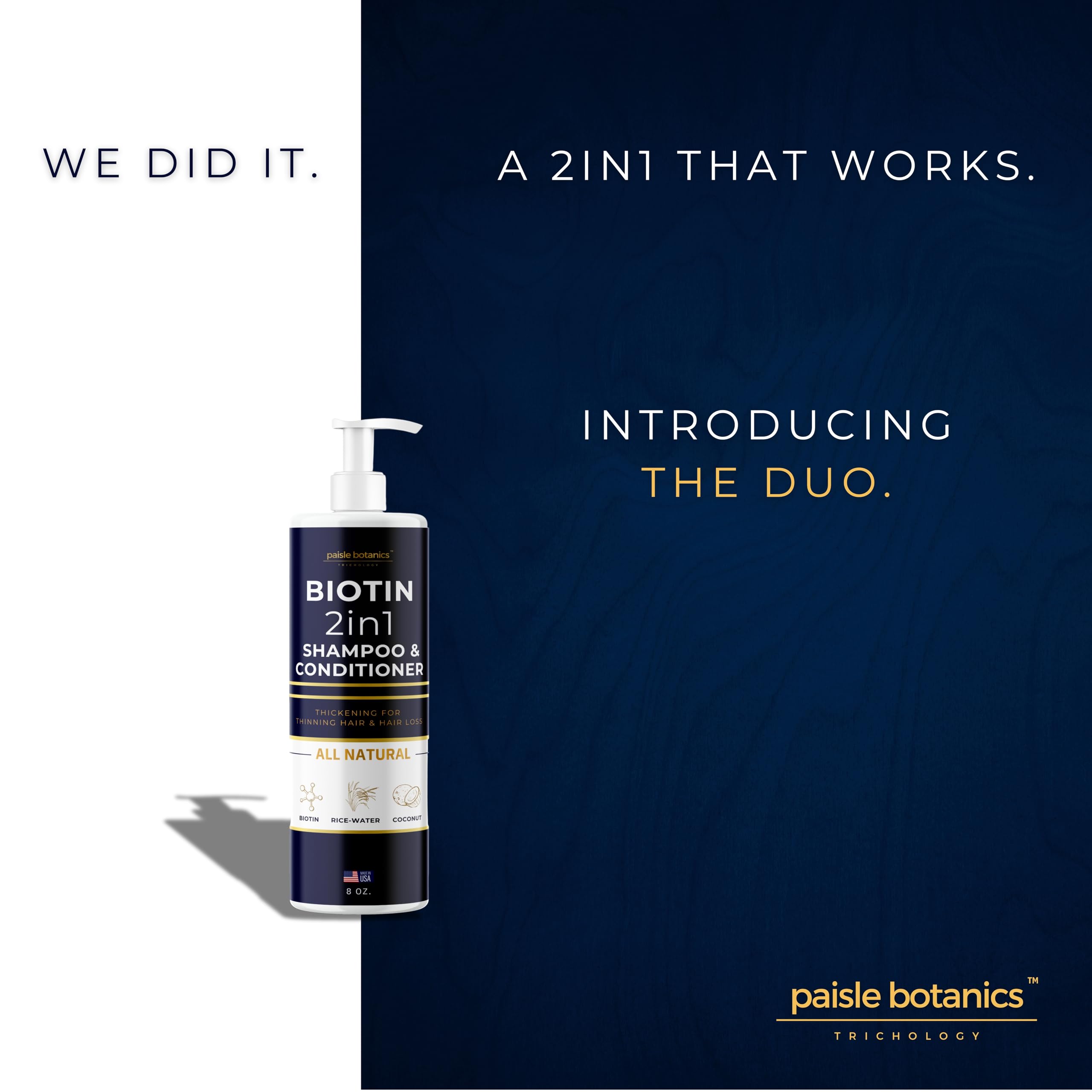 Paisle Botanics Biotin 2-in-1 Shampoo & Conditioner | Hair Thickening