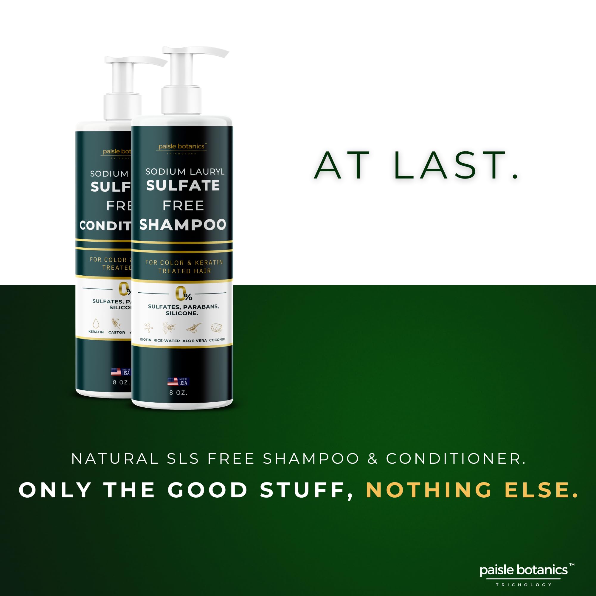 Paisle Botanics SLS-Free Shampoo & Conditioner Set for Color-Treated Hair | All-Natural, Paraben & Sulfate Free