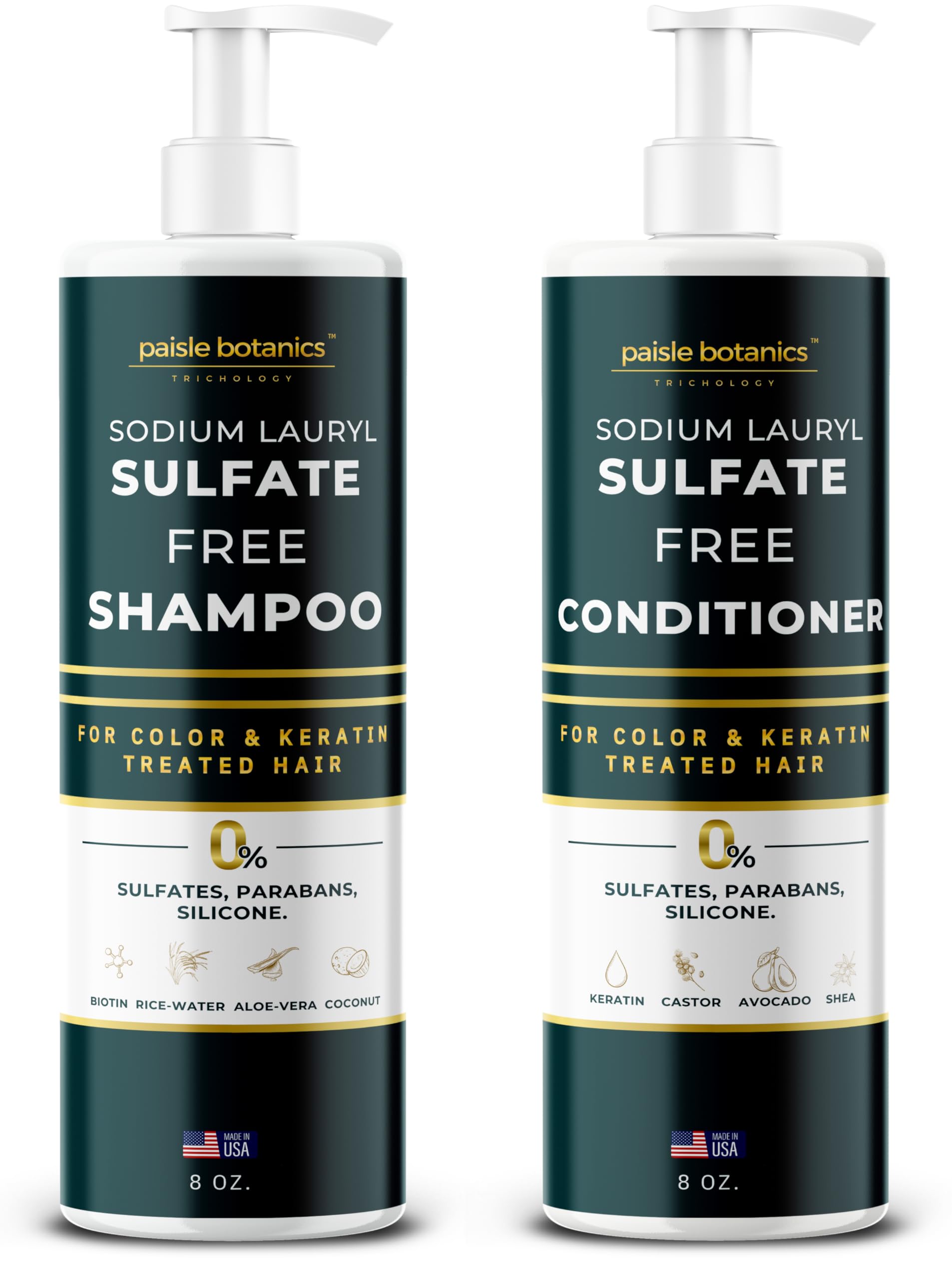 Paisle Botanics SLS-Free Shampoo & Conditioner Set for Color-Treated Hair | All-Natural, Paraben & Sulfate Free