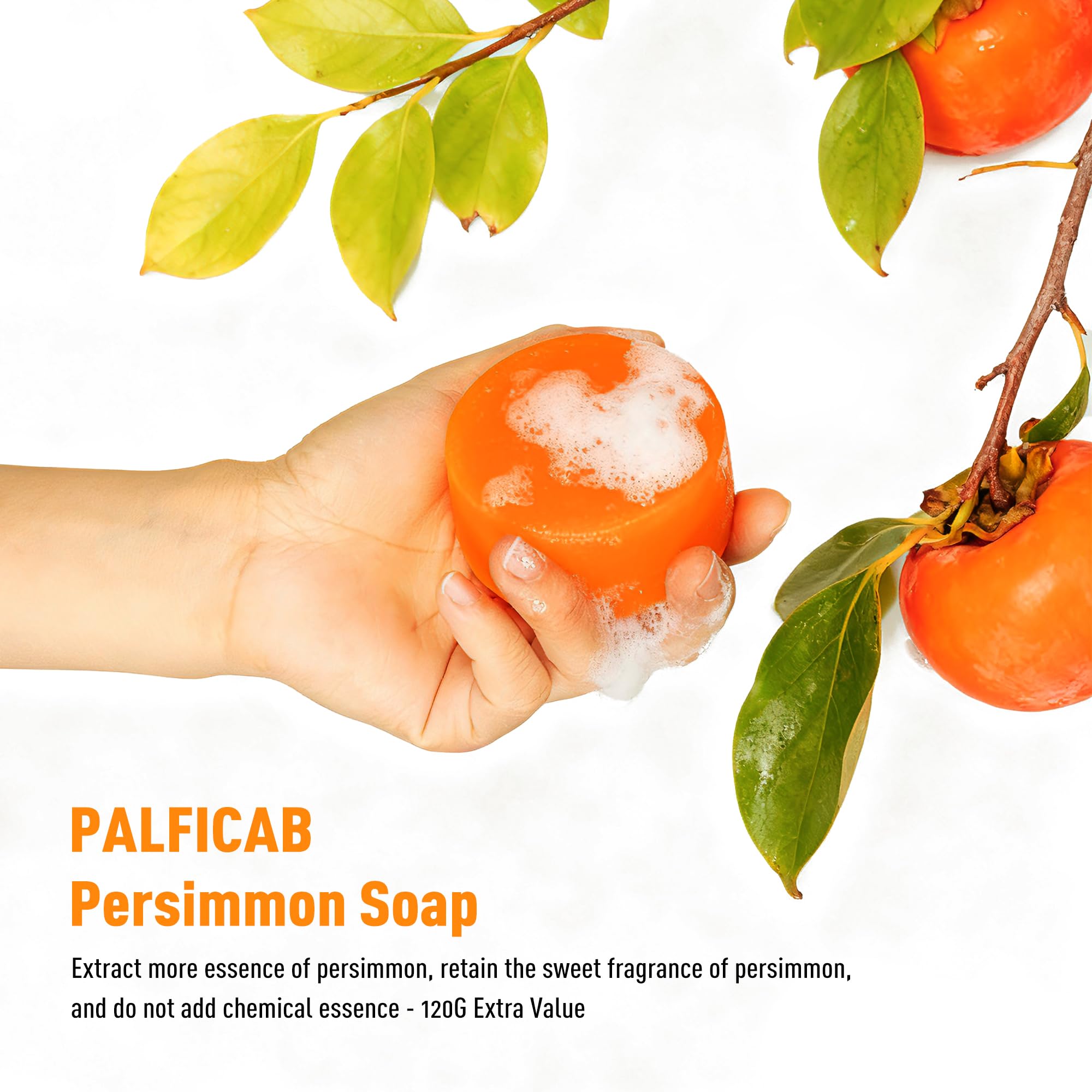 PALFICAB 120G Round Persimmon Soap – Natural Odor Control for Women & Men (2 Bars)