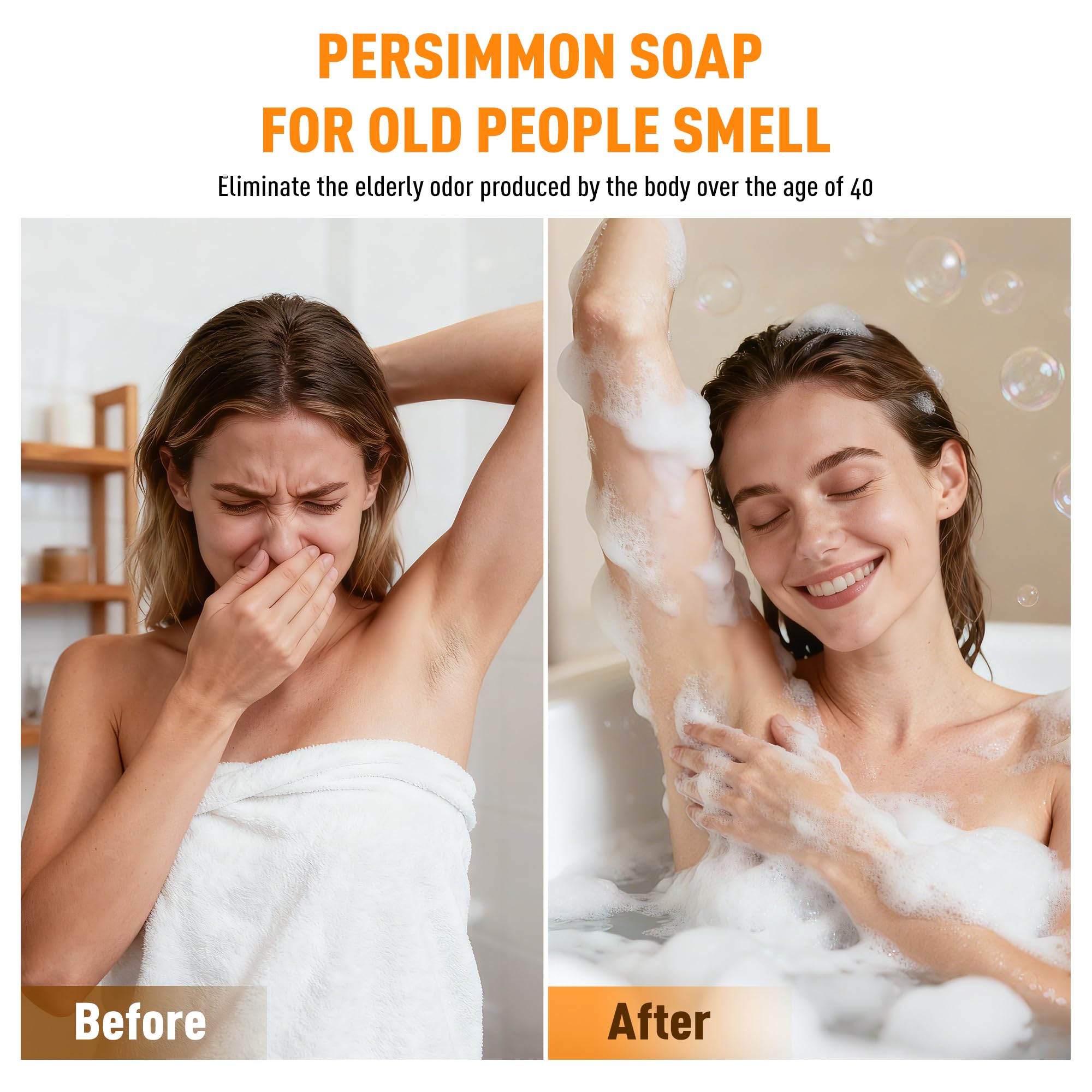 PALFICAB 120G Round Persimmon Soap – Natural Odor Control for Women & Men (2 Bars)