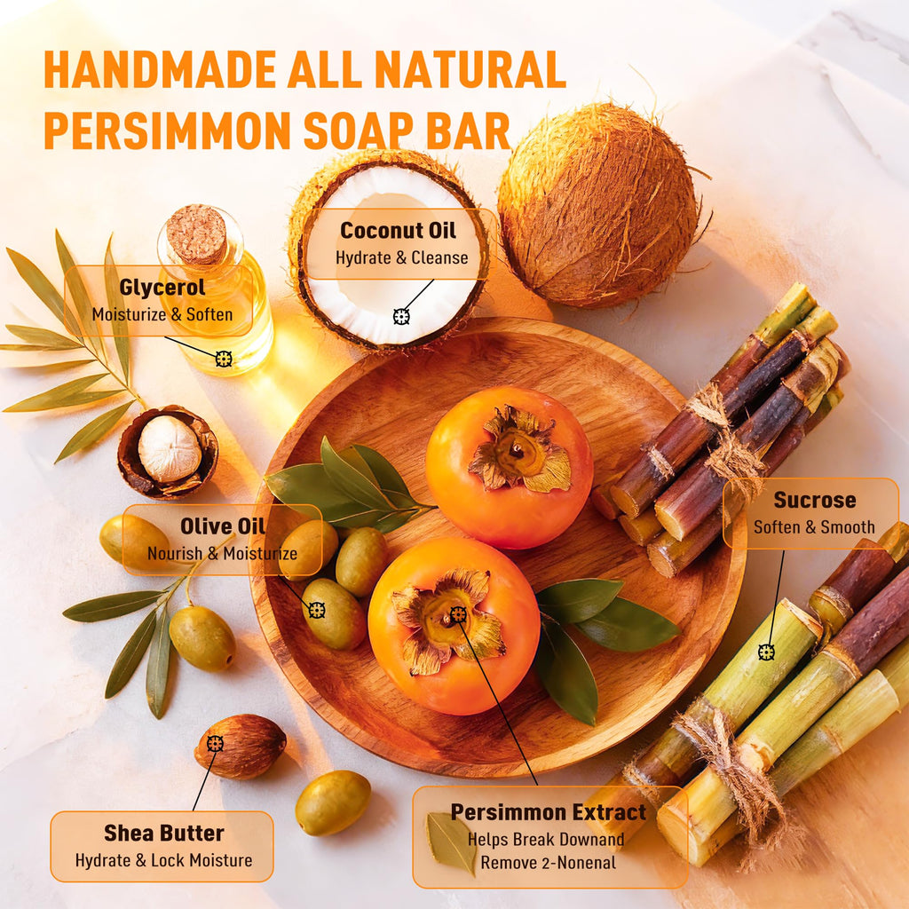 PALFICAB 120G Round Persimmon Soap – Natural Odor Control for Women & Men (2 Bars)