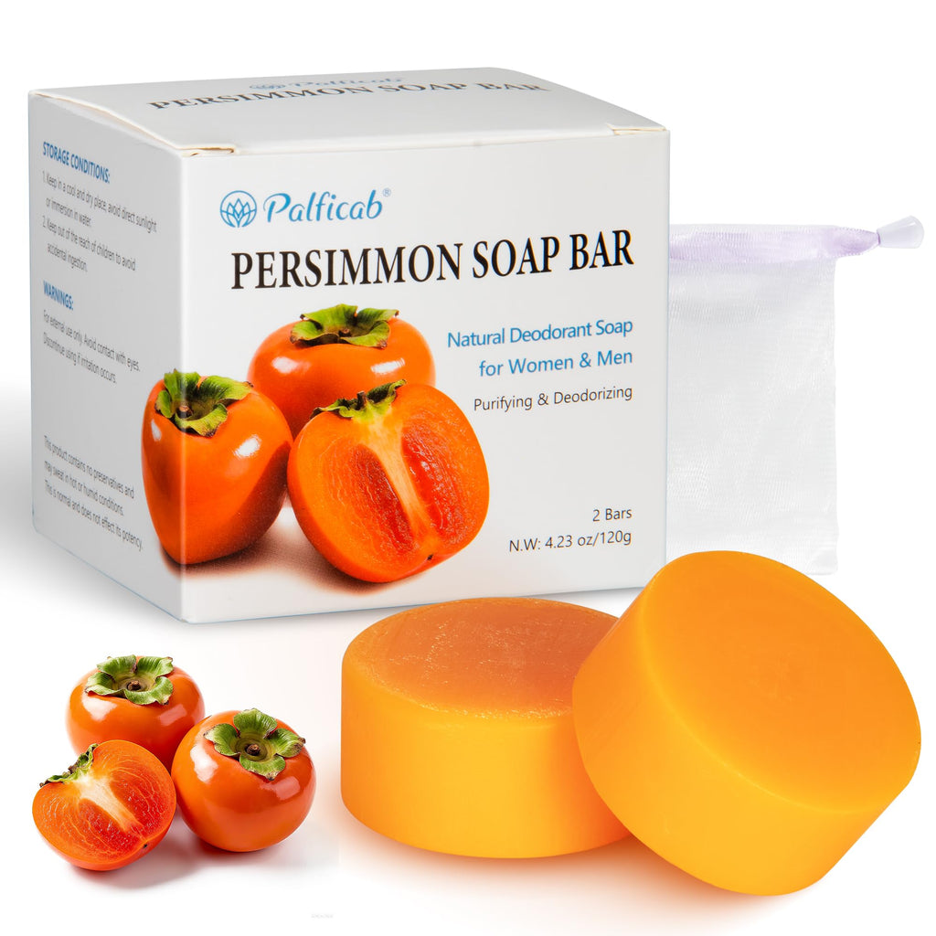 PALFICAB 120G Round Persimmon Soap – Natural Odor Control for Women & Men (2 Bars)