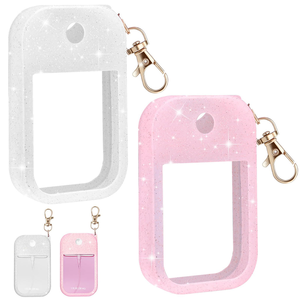 Palksky HandCase Glitter Case for Touchland Power Mist & Glow Mist (1 oz) – Pink & White