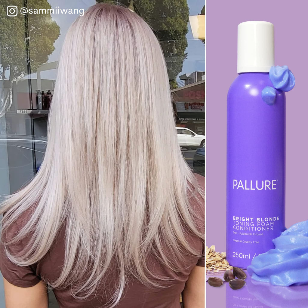 Pallure Bright Blonde Toning Foam Conditioner — Reduces Brassiness for Blonde, Silver & Ash Hair | 250 ml