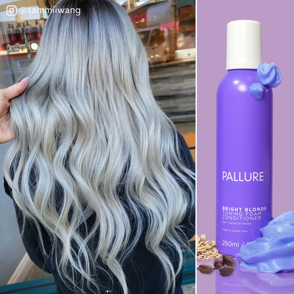 Pallure Bright Blonde Toning Foam Conditioner — Reduces Brassiness for Blonde, Silver & Ash Hair | 250 ml