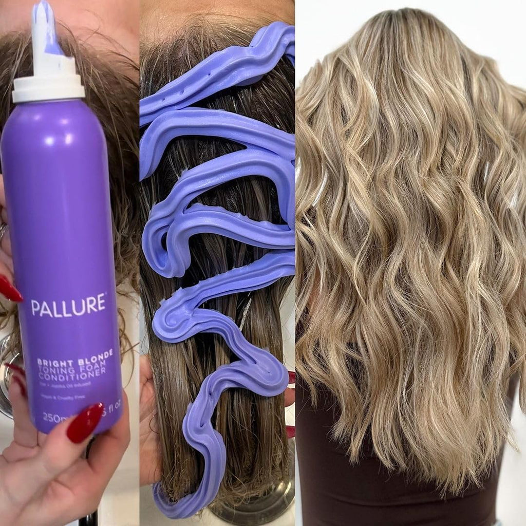 Pallure Bright Blonde Toning Foam Conditioner — Reduces Brassiness for Blonde, Silver & Ash Hair | 250 ml
