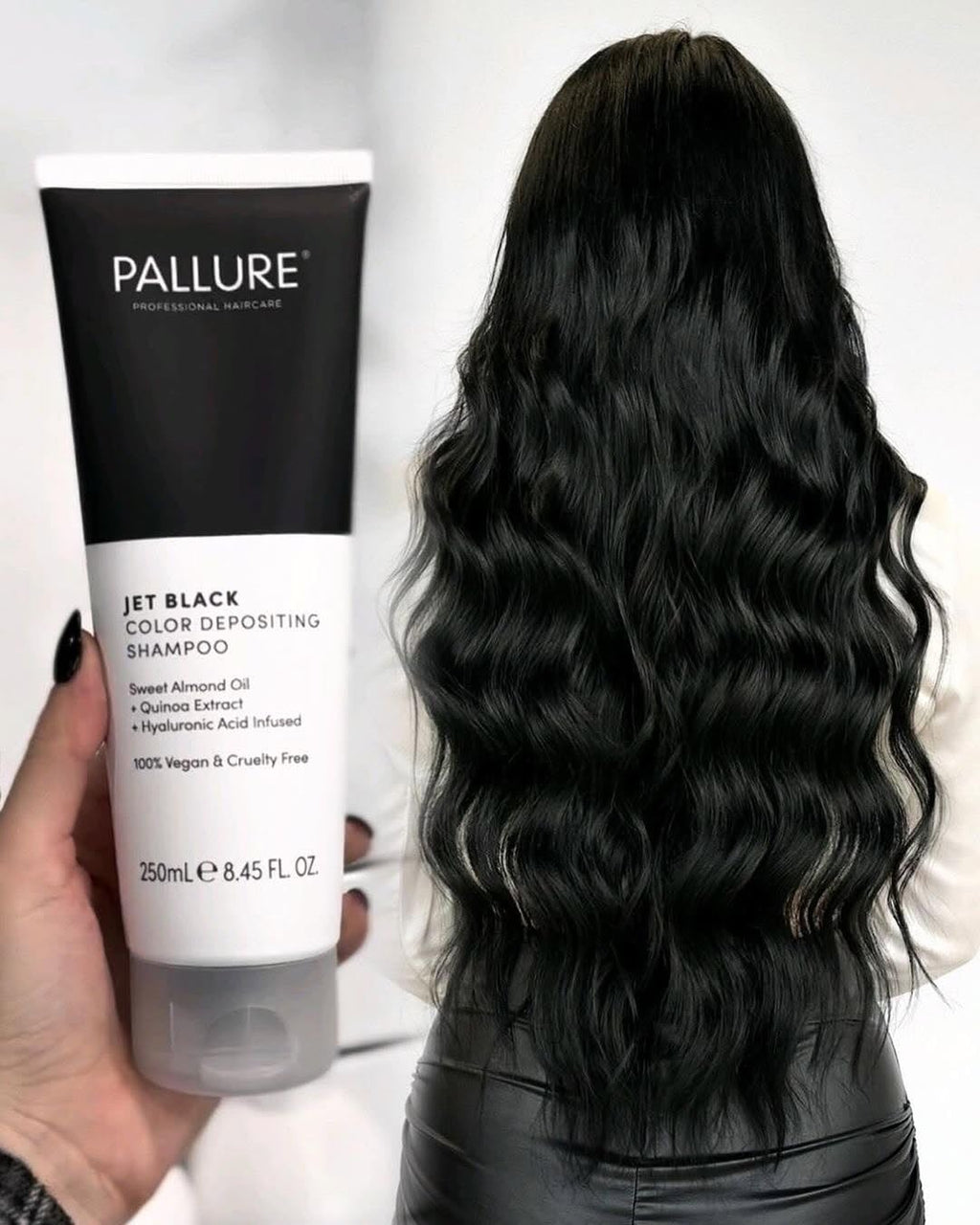Pallure Jet Black Color Depositing Shampoo — Quick Color Refresh, 250 ml