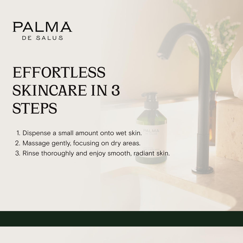 Palma de Salus Exfoliating Hand & Body Wash – Organic Bergamot Neroli, Avocado Oil Hydration | 17 fl oz