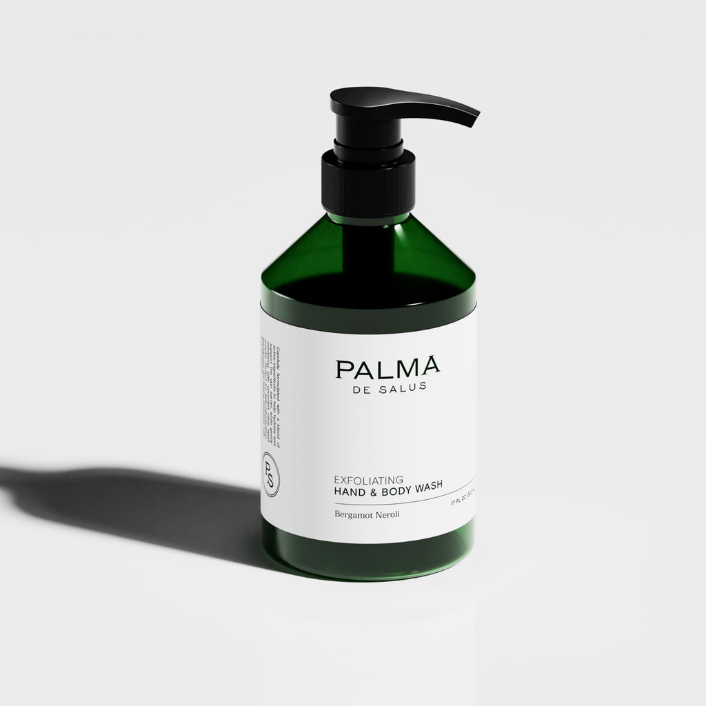 Palma de Salus Exfoliating Hand & Body Wash – Organic Bergamot Neroli, Avocado Oil Hydration | 17 fl oz