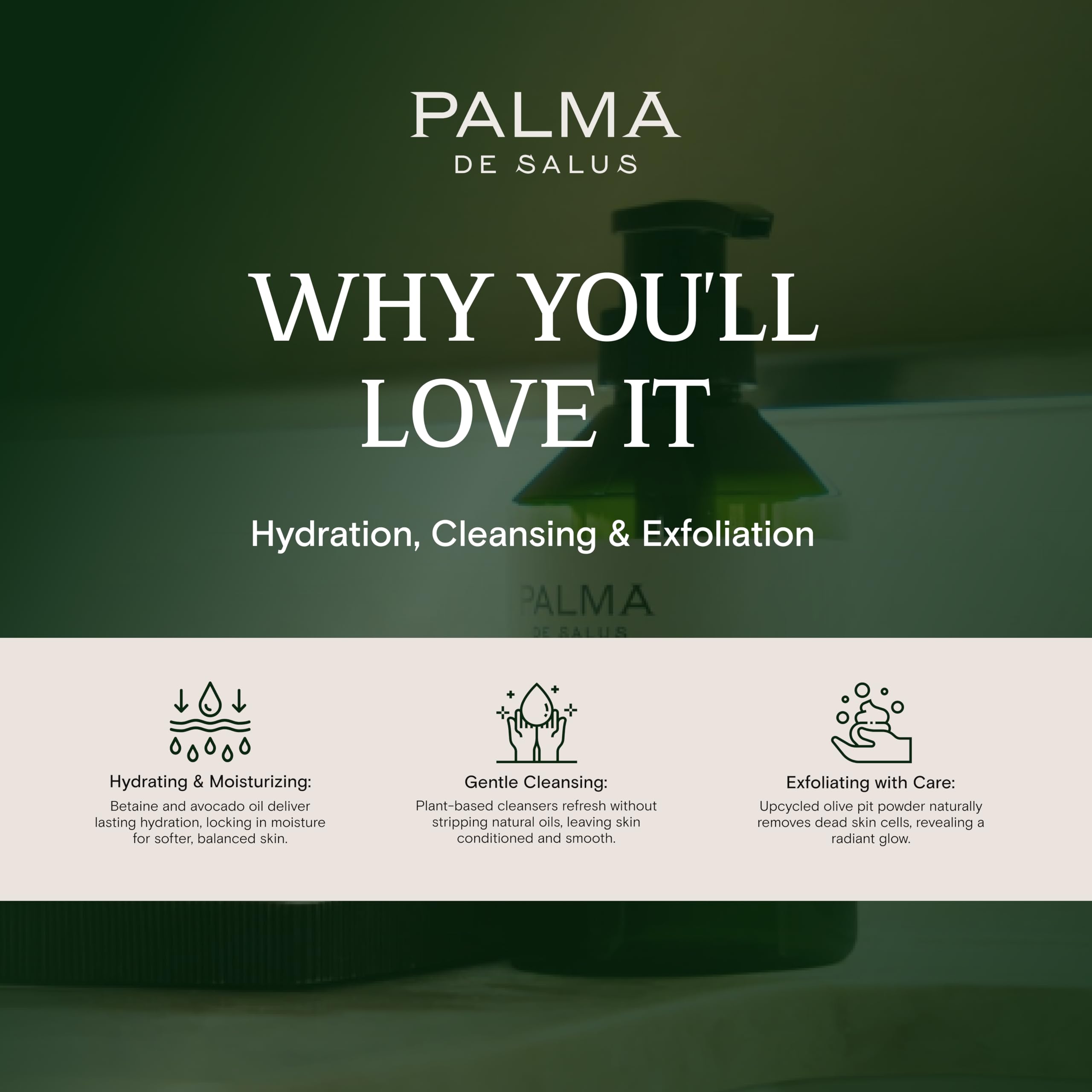 Palma de Salus Exfoliating Hand & Body Wash (Organic Summer Rose) – Hydrating Cleanser with Avocado Oil