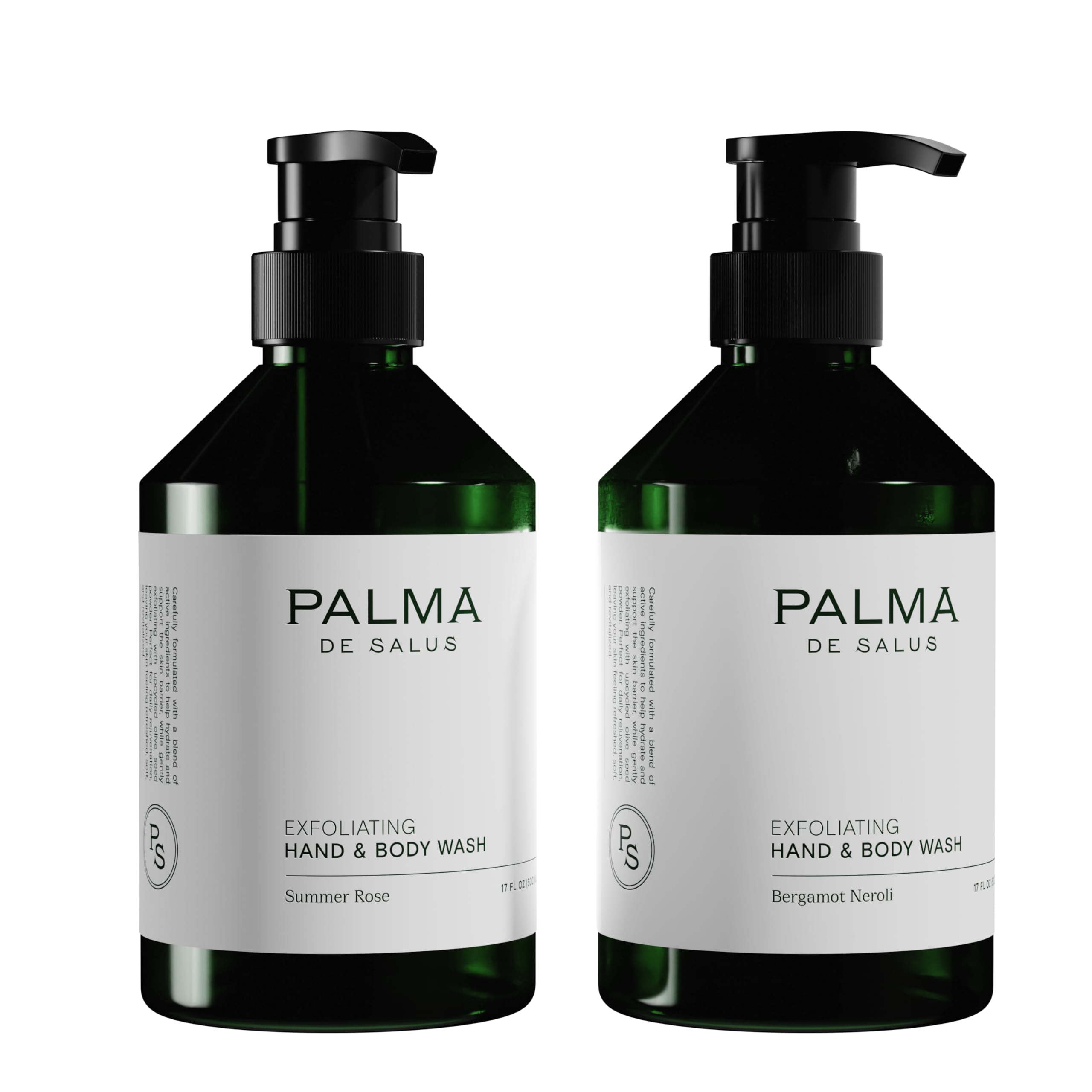 Palma de Salus Exfoliating Hand & Body Wash – Organic Bergamot Neroli, Avocado Oil Hydration | 17 fl oz