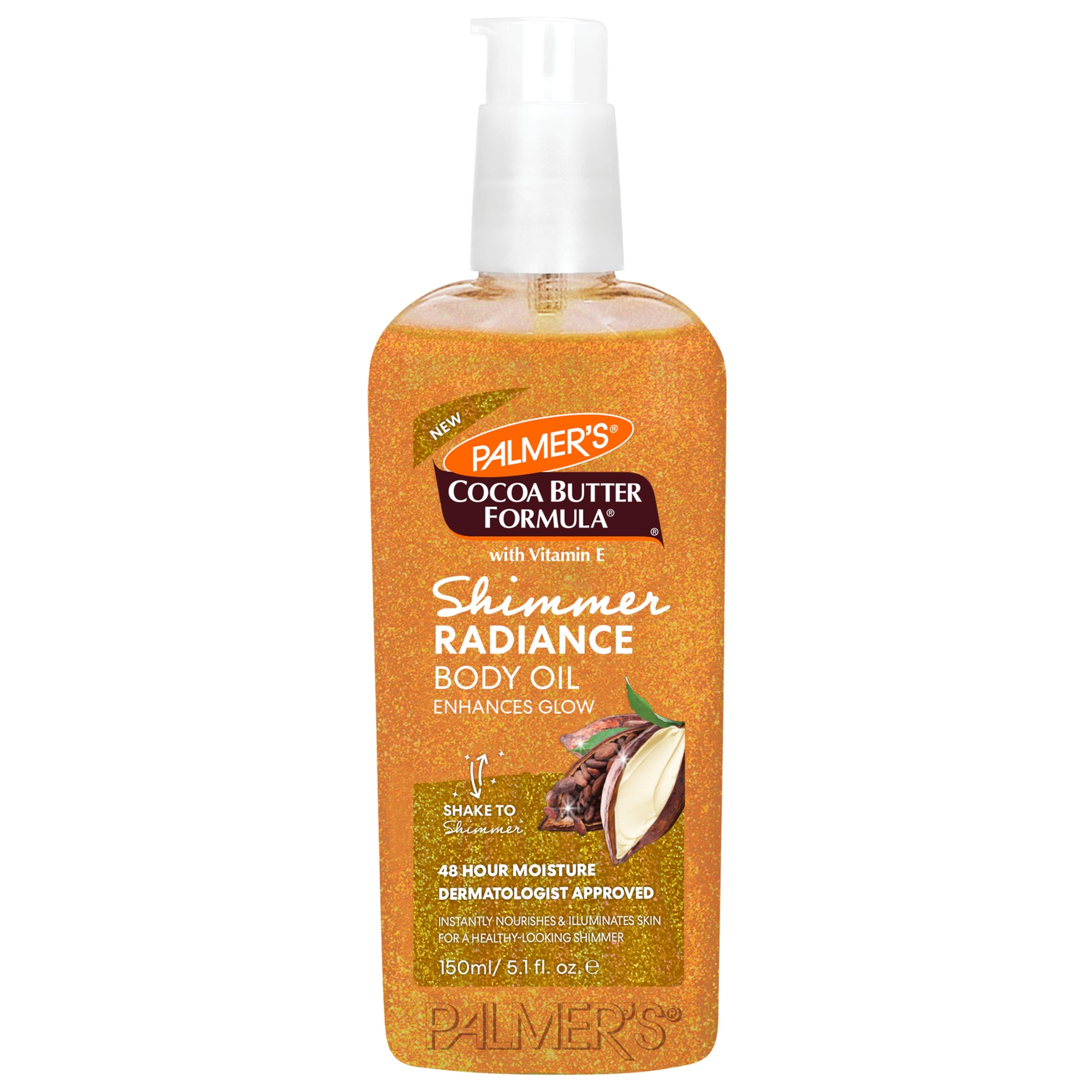 Palmer's Cocoa Butter Formula Shimmer Radiance Body Oil with Vitamin E – 5.1 Fl Oz