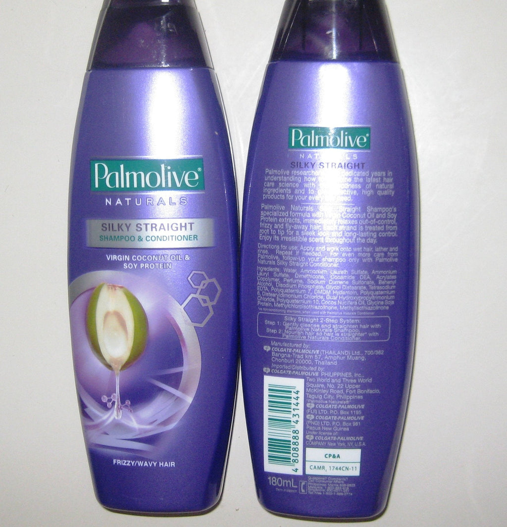 Palmolive Naturals Silky Straight Shampoo & Conditioner — Frizzy/Wavy Hair, 180ml (2 Pack)